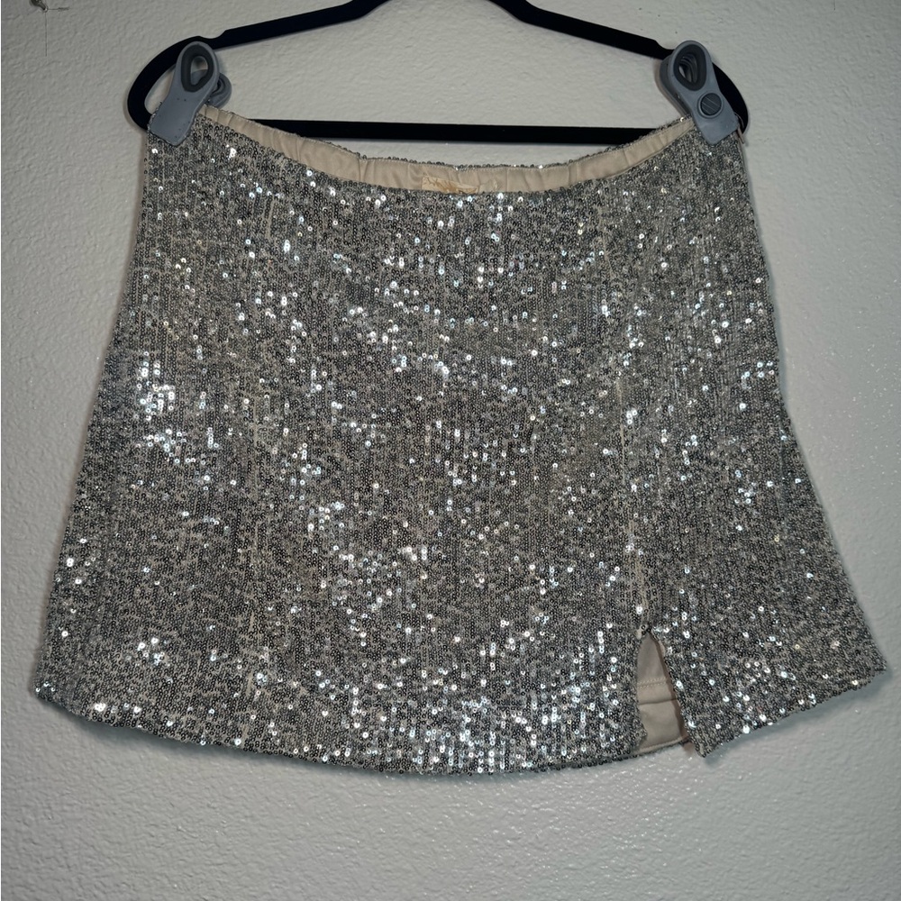 Rewind Silver Sequin Mini Skirt